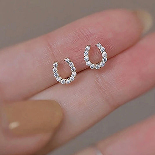 Mini Horseshoe Cubic Zirconia Studs