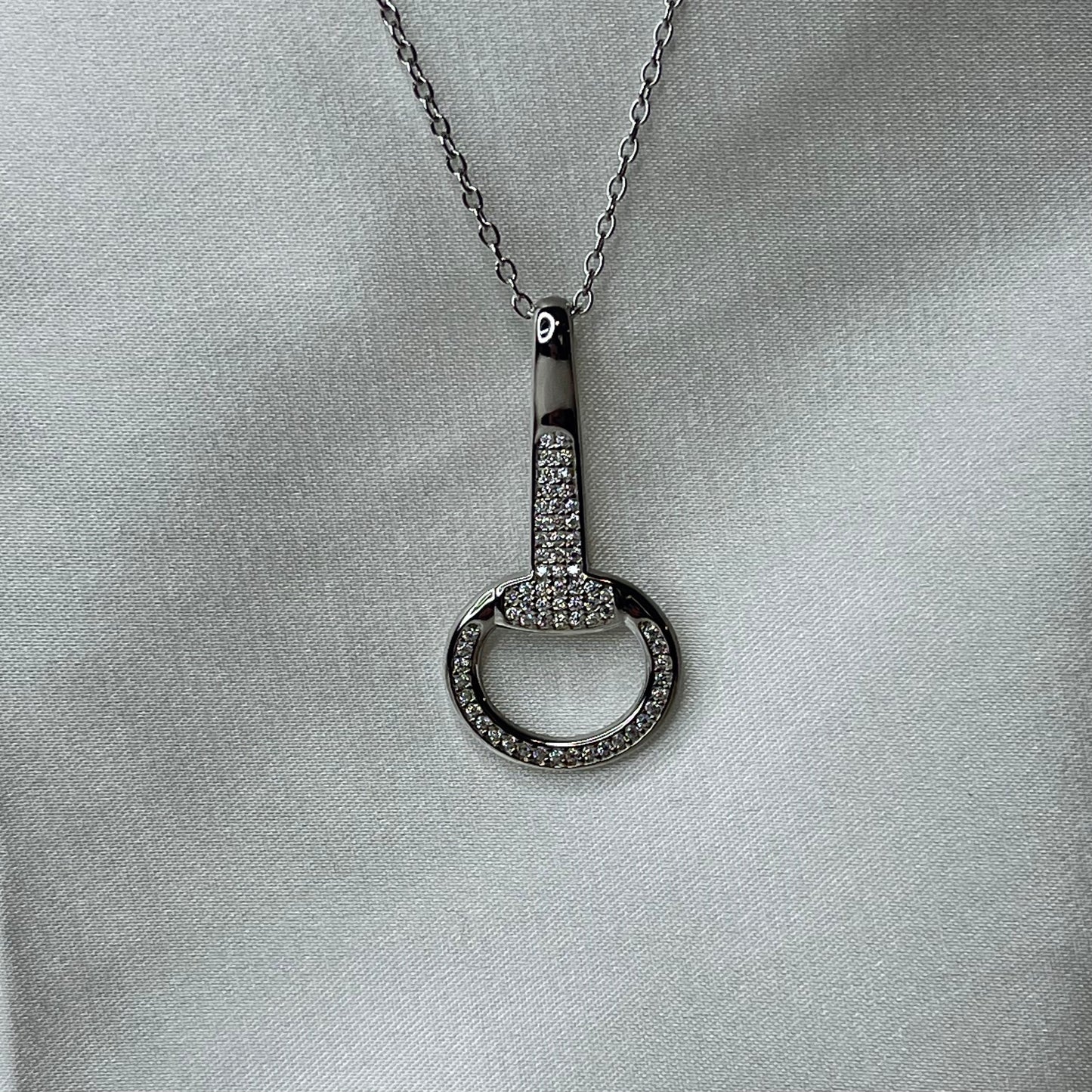 Crystal Snaffle Bit Charm and Necklace Set