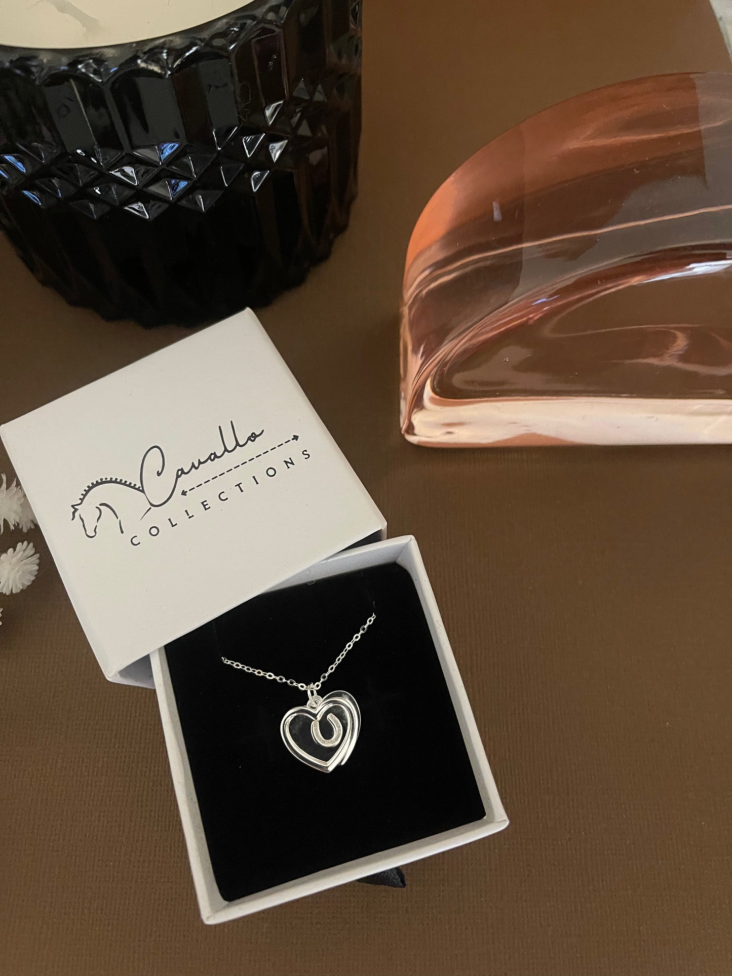 Two Hearts Sterling Silver Necklace and Charm Set