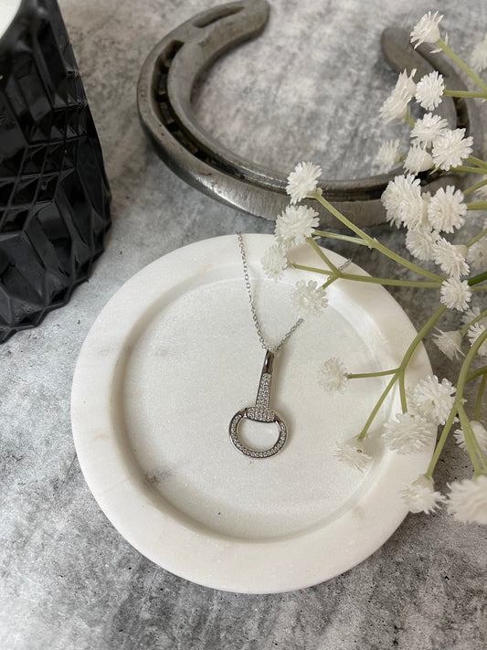 Crystal Snaffle Bit Charm and Necklace Set