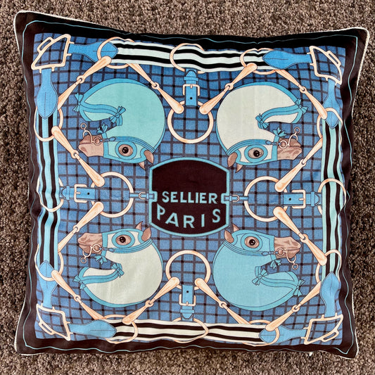 Luxury Equestrian  "Multi Horse Head Navy/Blue" Cushion Cover