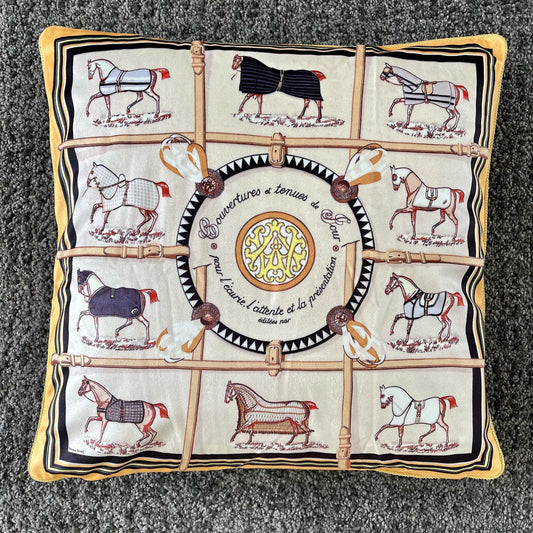 Luxury Equestrian  "Multi Horse White/Gold" Cushion Cover