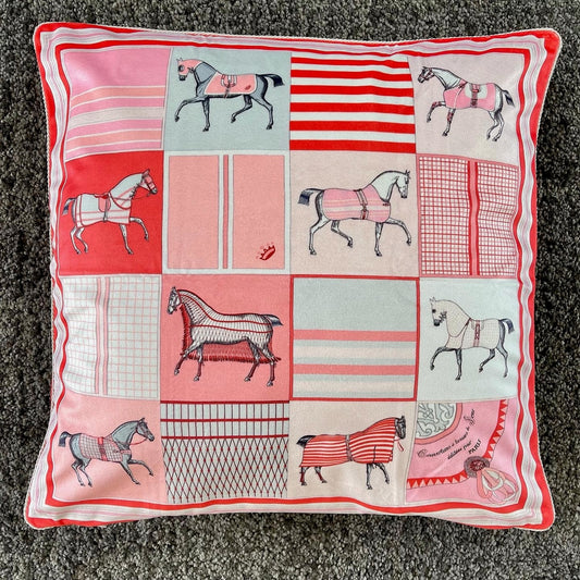 Luxury Equestrian "Multi Horse White/Pink" Cushion Cover