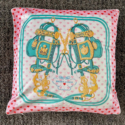Luxury Equestrian "Pink/Blue Bridle" Cushion Cover