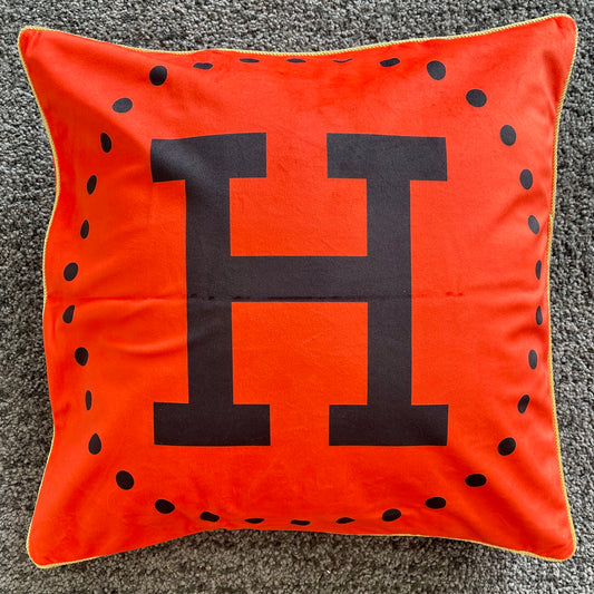 Luxury Equestrian "Orange H" Cushion Cover