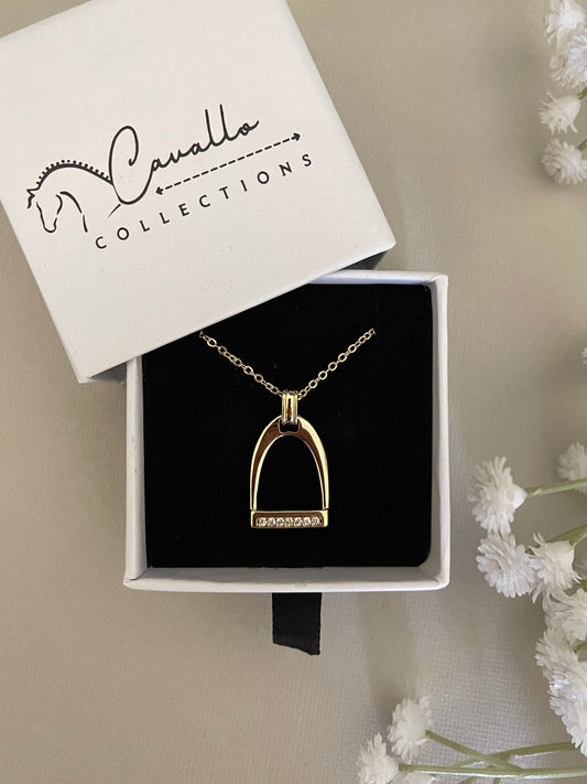 Stirrup Charm and Necklace Set Gold