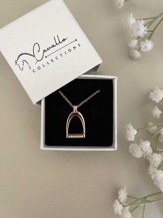 Stirrup Pendant and Necklace Set Rose Gold